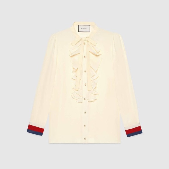 Gucci Tops - Gucci Silk Ruffle Crepe Cream Blouse IT 44 (US 8)